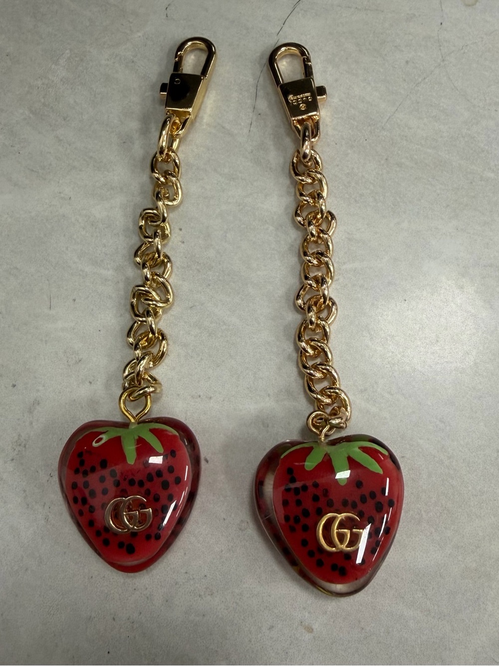 Strawberry With Bee Charm for Purse Pair of 2